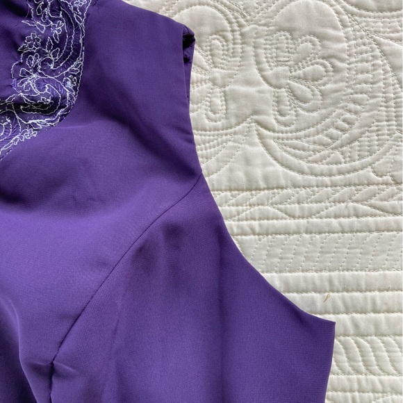 Alfred Angelo Mother of the Bride Beaded Eggplant Kaftan Gown 9018LW (Size 20W) - Picture 7 of 12